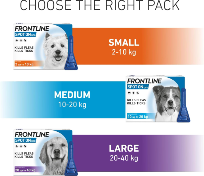 FRONTLINE Spot On Flea & Tick Treatment for Small Dog (2-10kg) 6 Pipettes