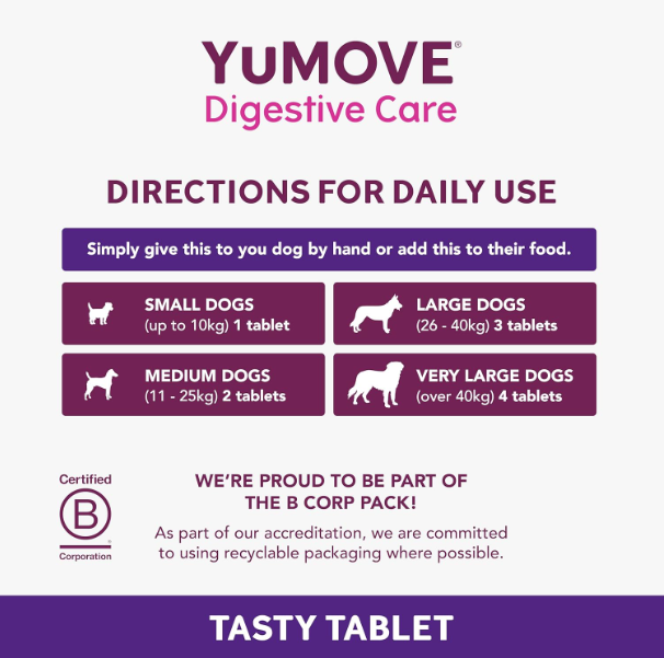 2 Pack of Yumove Digestive Care Pre and Probiotic For All Dogs | 240 Tablets