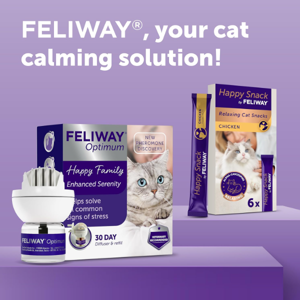 FELIWAY Optimum 3x30 Day Cat Calming Odourless Refills for Pheromone Diffuser, 3x48ml Value Pack