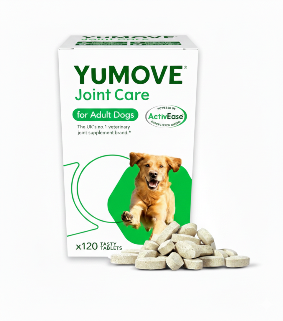 YuMOVE Joint Supplement for Dogs, Higher Strength for Joint Care, Essential Dog Hip and Joint Support for Adult Dogs Aged 6 to 8, 120 Tablets - Eco Friendly