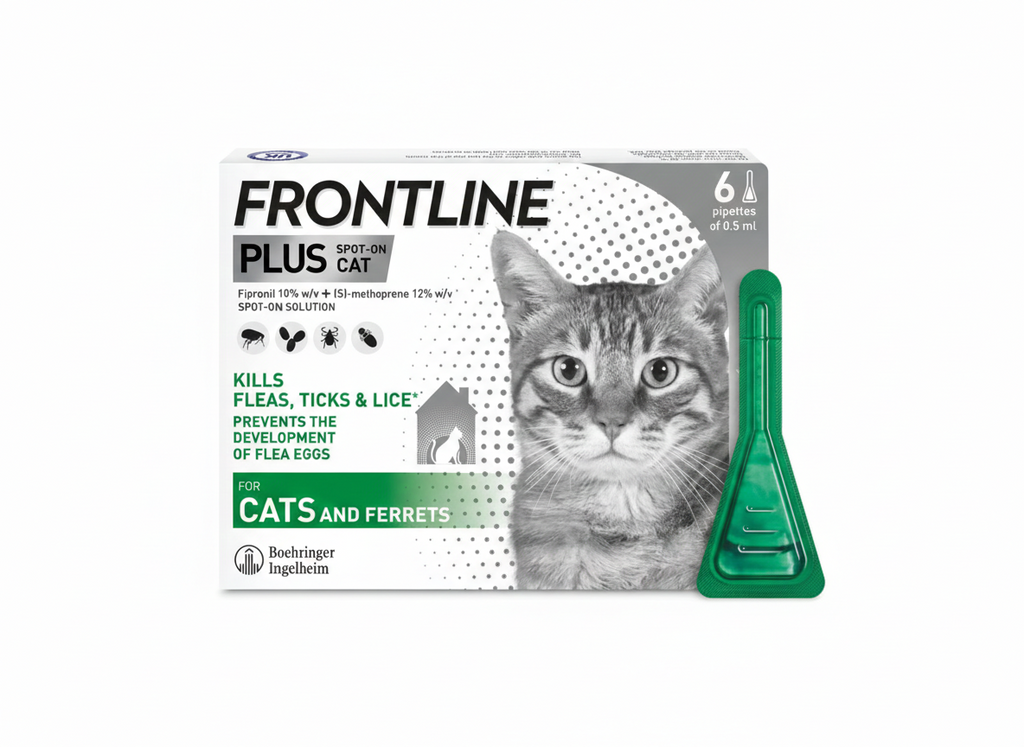 FRONTLINE Plus Flea & Tick Treatment for Cats and Ferrets - 6 Pipettes