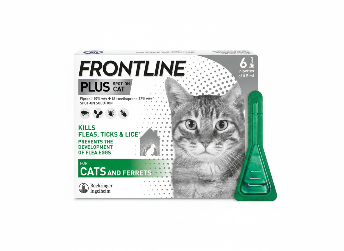 FRONTLINE Plus Flea & Tick Treatment for Cats and Ferrets - 6 Pipettes