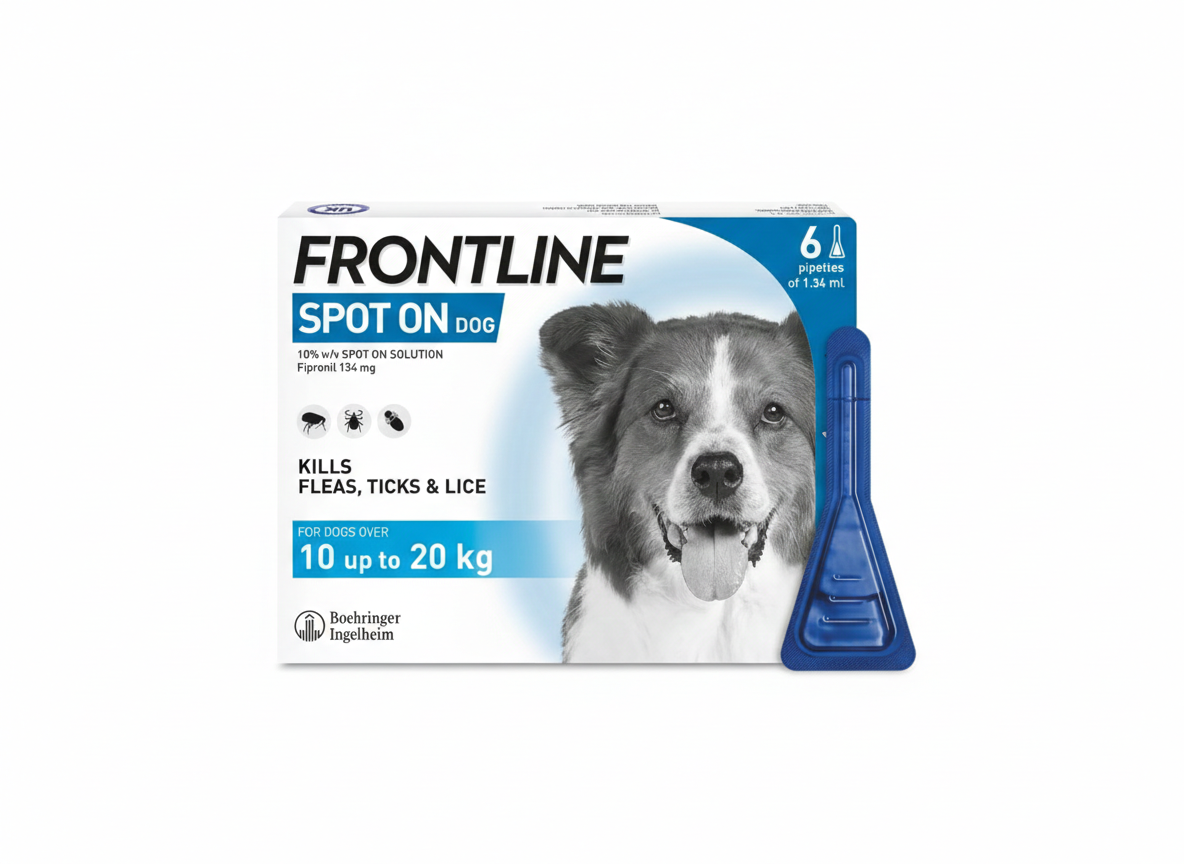 FRONTLINE Spot On Flea & Tick Treatment for Medium Dog (10-20kg) 6 Pipettes