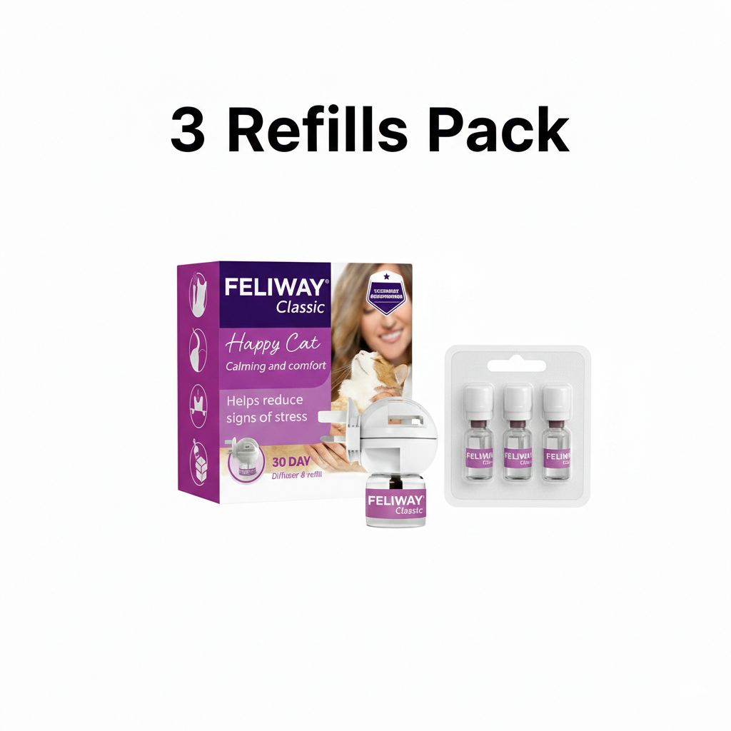 FELIWAY Classic 3 x 30 Day Cat Calming Odourless Refills for Pheromone Diffuser, 3 x 48ml