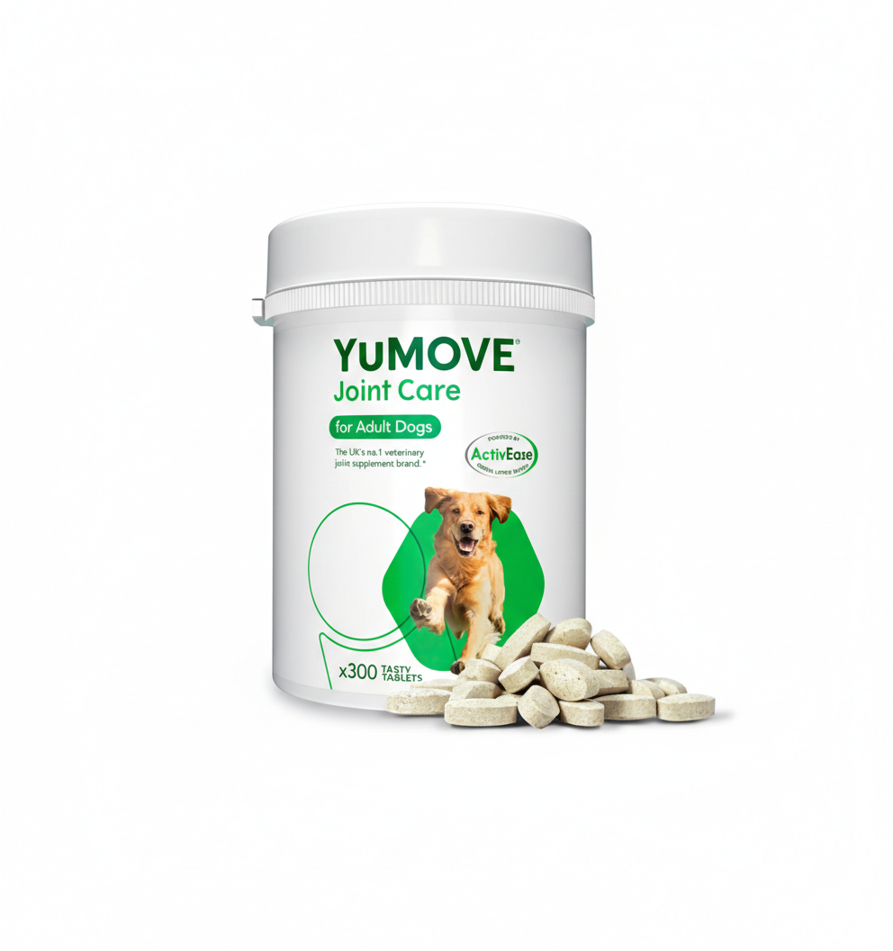 YuMOVE Joint Supplement for Dogs, Essential Dog Hip and Joint Aid, for Stiff Adult Dogs with Glucosamine, Chondroitin & Green Lipped Mussel, Aged 6 to 8 Years, 300 Tablets