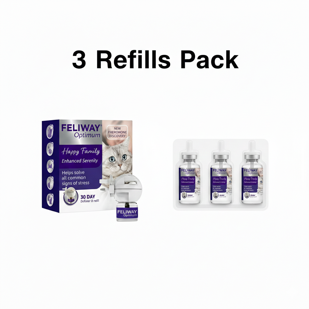 FELIWAY Optimum 3x30 Day Cat Calming Odourless Refills for Pheromone Diffuser, 3x48ml Value Pack