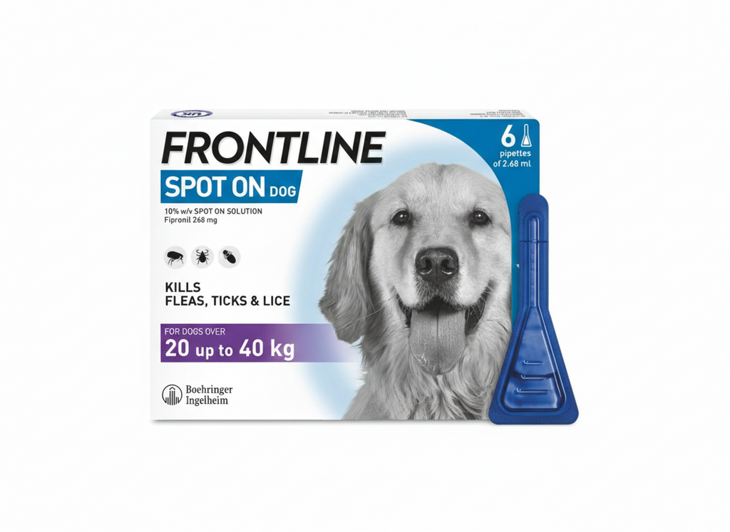 FRONTLINE Spot On Flea & Tick Treatment for Large Dog (20-40kg) 6 Pipettes