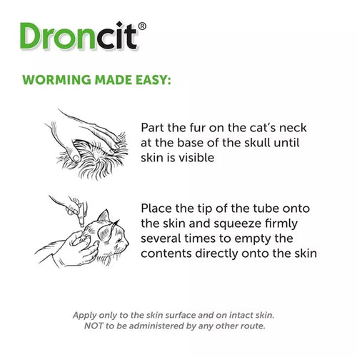 Droncit Spot-On Tapewormer for Cats 1KG | 4 Tubes
