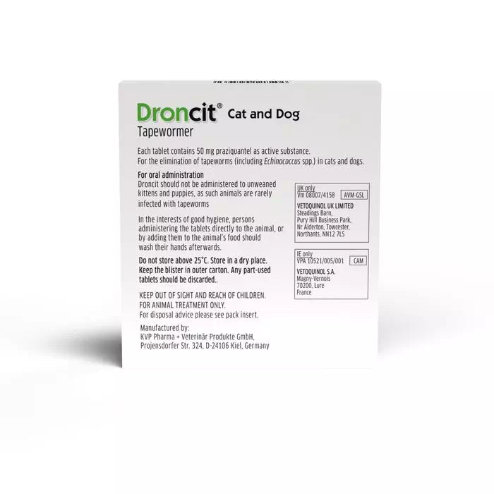 Droncit Tapewormer Tablets for Cats and Dogs